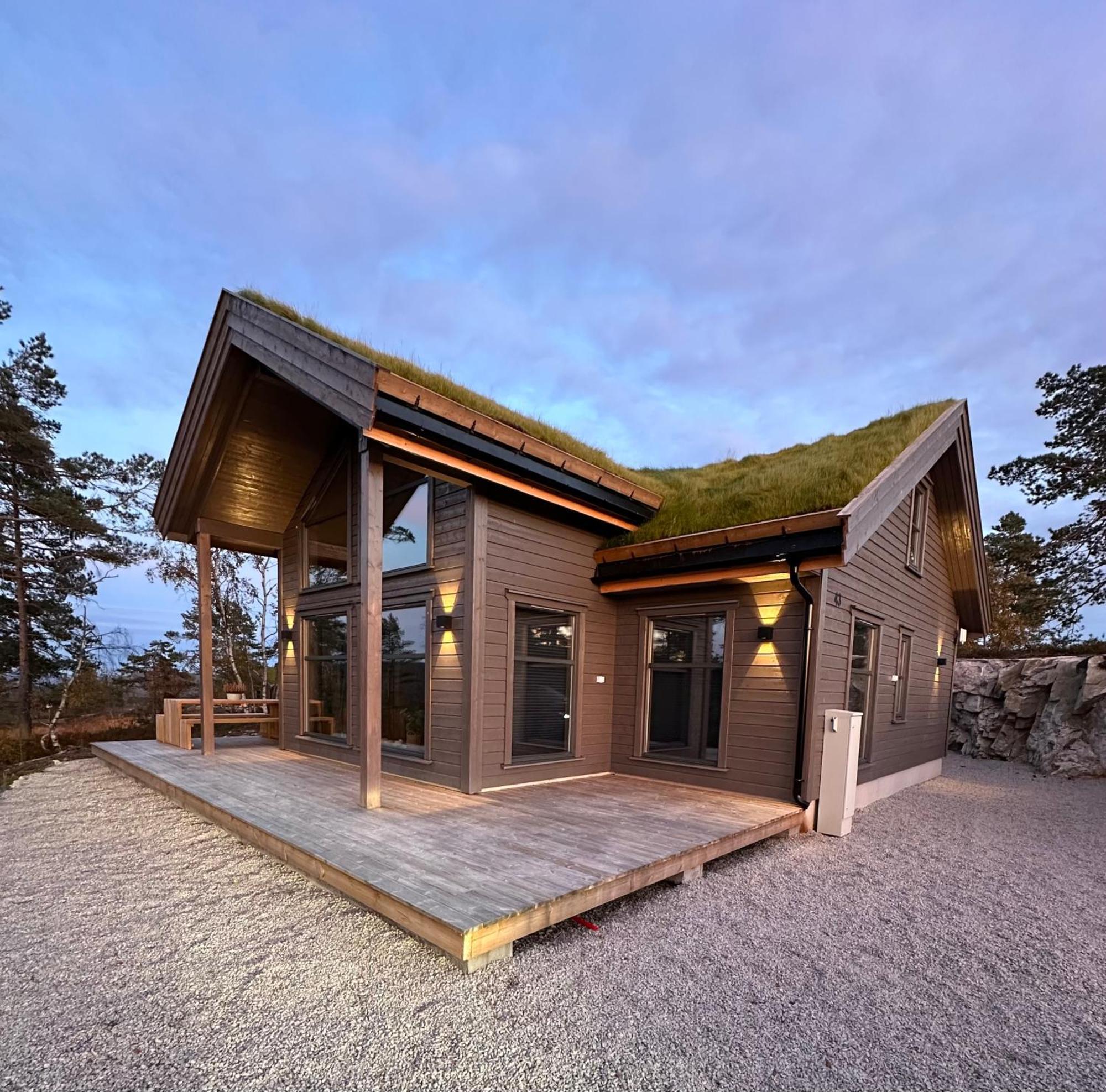 Modern Northern Lights Cabin Drangedal Eksteriør billede